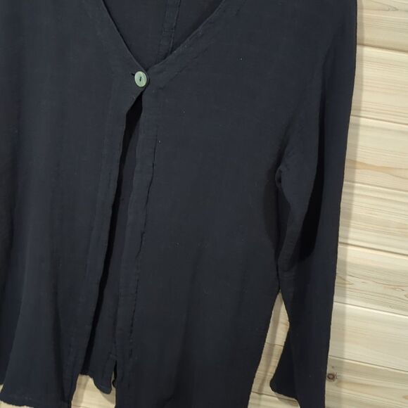Oh My Gauze Top Womens Small/Medium Black Button Front Topper Cotton Boho - Picture 3 of 9